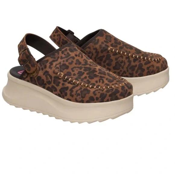 HEYDUDE
DELRAY CLOG SUEDE Wedge sandals brown leapord Print Platform Slingback - Picture 2 of 9